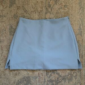 Light Blue Mini Skirt Skort with Side Slits